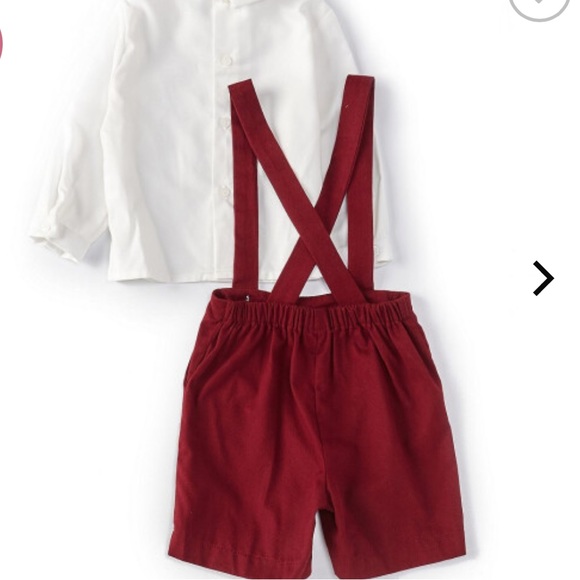 Edgehill Collection Peter Pan Collar Long Sleeve Top & Suspender Shortall Set - Picture 2 of 9